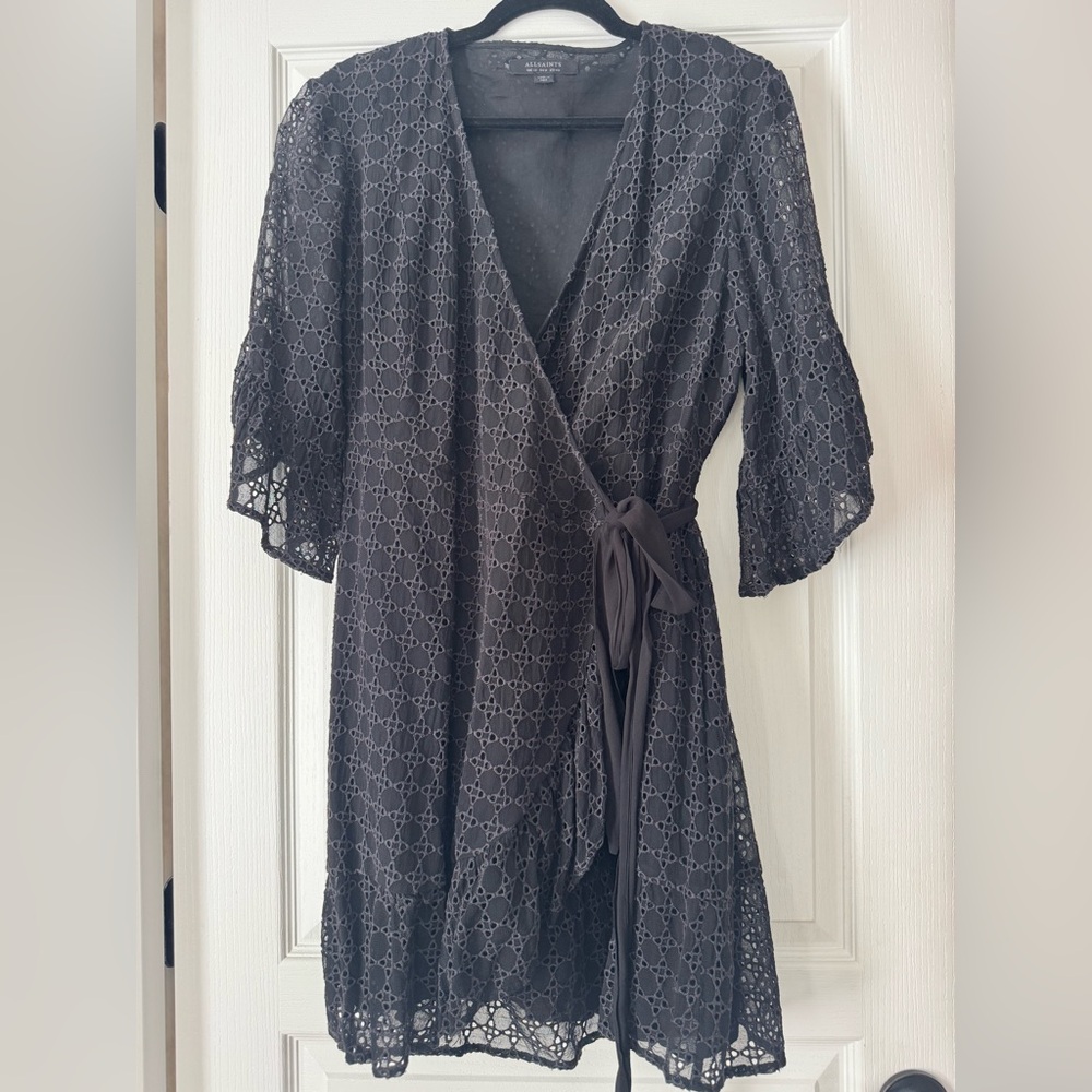 ALLSAINTS Eyelet Black Dress